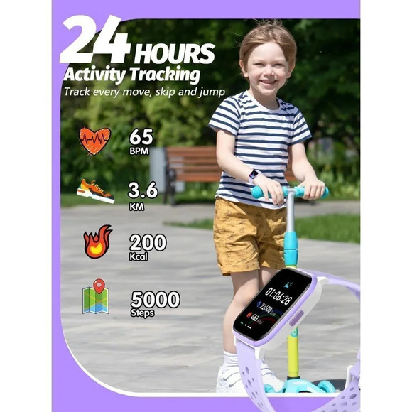 Kids Modern  Mode 20 Sports Modes 5 Games Pedometer Smart Watch Oval Shape - Picture 3 of 15